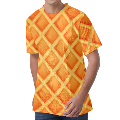 Waffle Print Men's Velvet T-Shirt