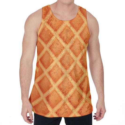 Waffle Print Men's Velvet Tank Top