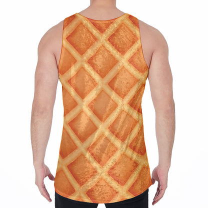 Waffle Print Men's Velvet Tank Top
