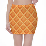 Waffle Print Pencil Mini Skirt