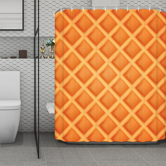Waffle Print Polyester Shower Curtain