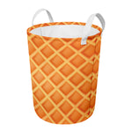 Waffle Print Round Laundry Basket