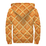 Waffle Print Sherpa Lined Zip Up Hoodie