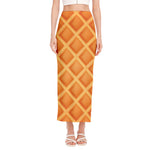 Waffle Print Side Slit Maxi Skirt