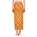Waffle Print Side Slit Maxi Skirt
