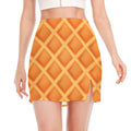 Waffle Print Side Slit Mini Skirt