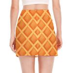 Waffle Print Side Slit Mini Skirt