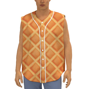 Waffle Print Sleeveless Baseball Jersey