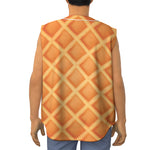 Waffle Print Sleeveless Baseball Jersey