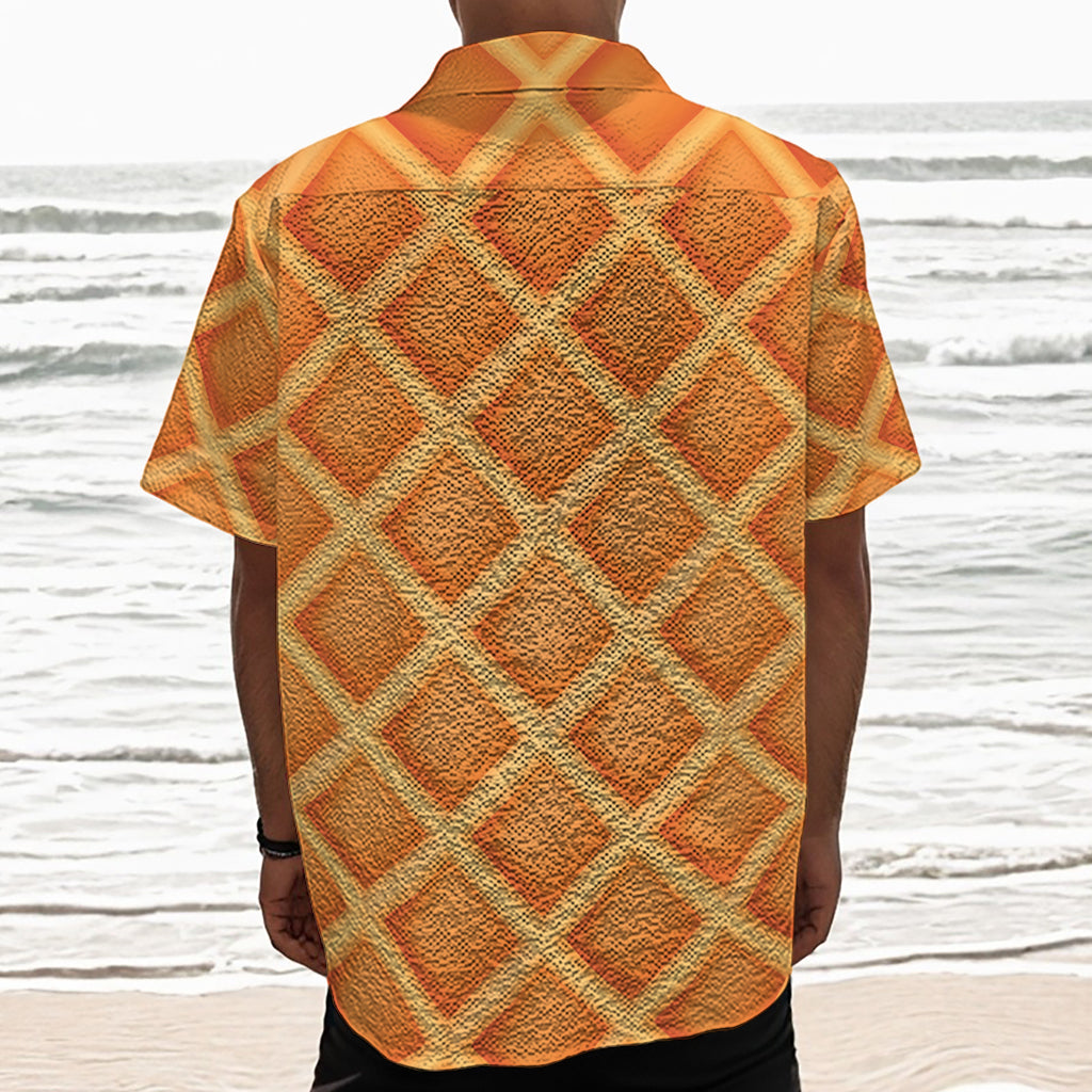 Waffle Print Textured Short Sleeve Shirt