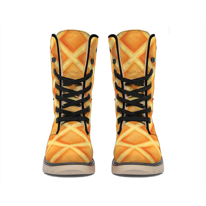 Waffle Print Winter Boots