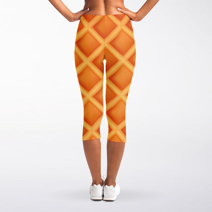 Waffle Print Women's Capri Leggings
