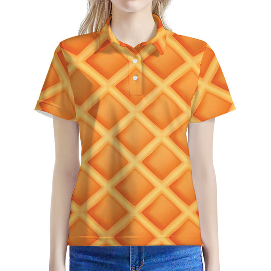 Waffle Print Women's Polo Shirt