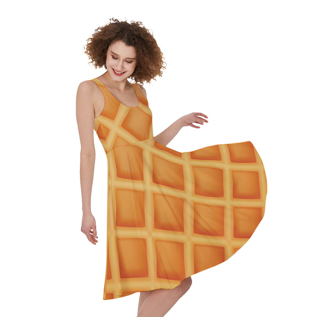 Waffle Print Women's Sleeveless Dress