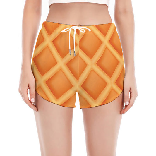 Waffle Print Women's Split Running Shorts