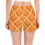 Waffle Print Women's Split Running Shorts