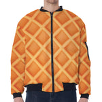 Waffle Print Zip Sleeve Bomber Jacket