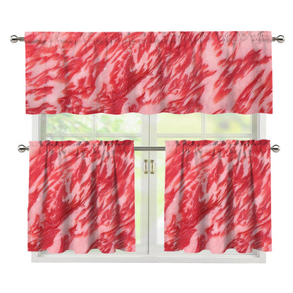 Wagyu Beef Meat Print 3 Piece Kitchen Curtains