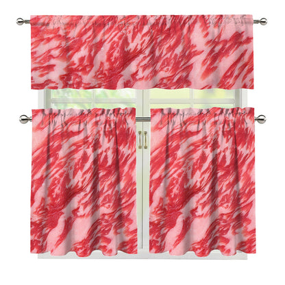 Wagyu Beef Meat Print 3 Piece Kitchen Curtains
