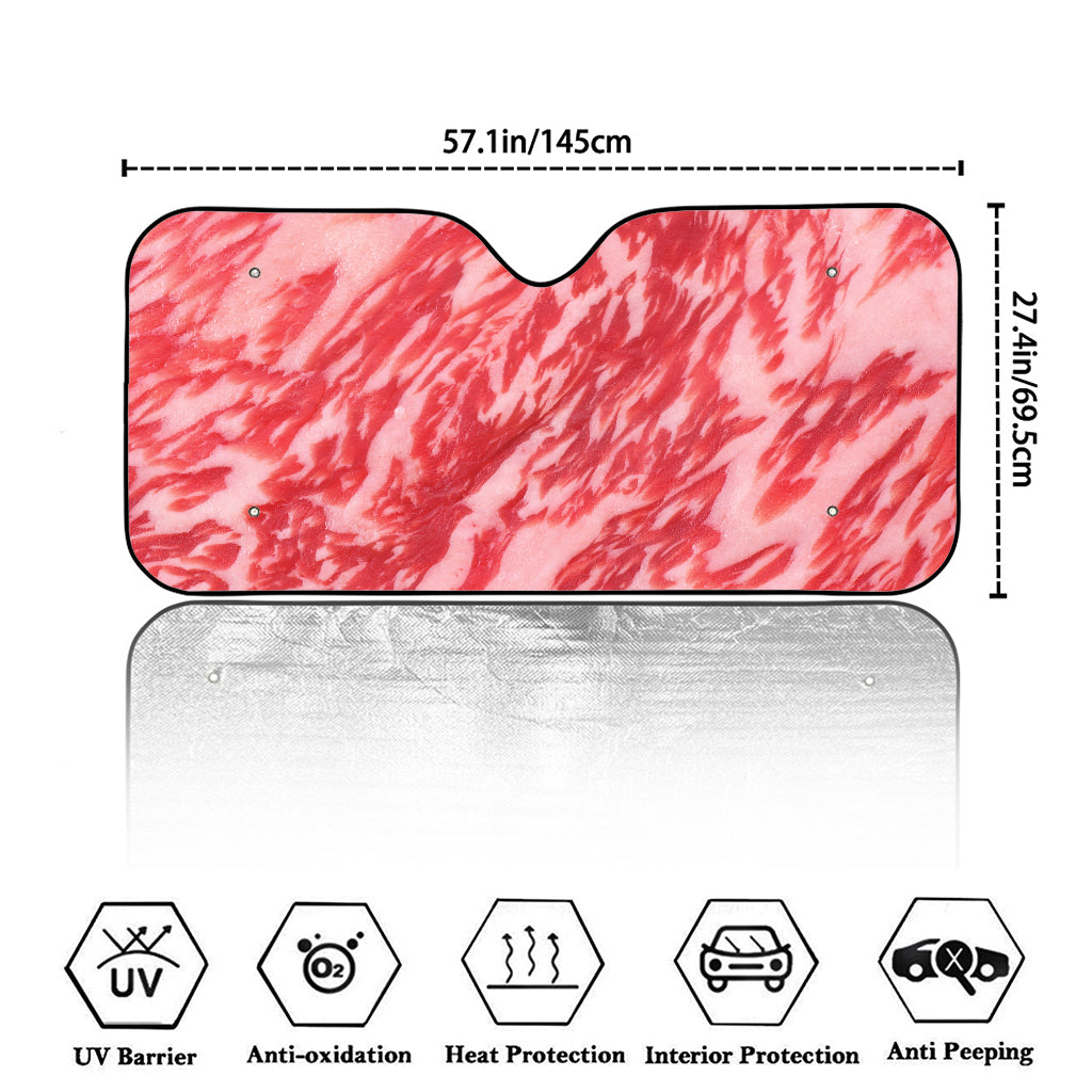 Wagyu Beef Meat Print Car Windshield Sun Shade