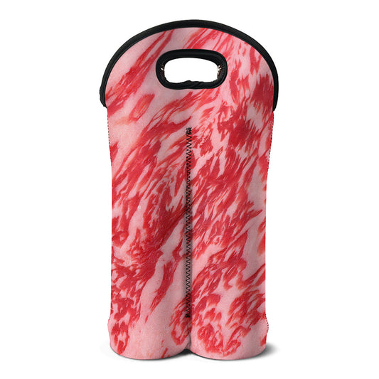 Wagyu Beef Meat Print Double Neoprene Wine Tote