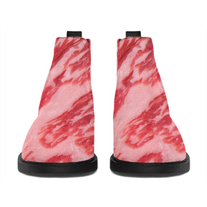 Wagyu Beef Meat Print Flat Ankle Boots