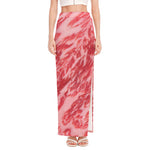 Wagyu Beef Meat Print High Slit Maxi Skirt