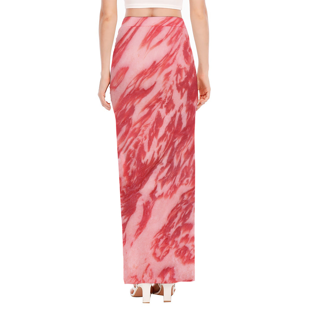 Wagyu Beef Meat Print High Slit Maxi Skirt – GearFrost