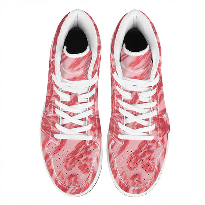 Wagyu Beef Meat Print High Top Leather Sneakers