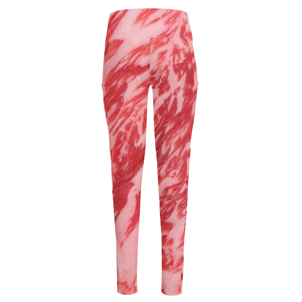 Wagyu Beef Meat Print High-Waisted Pocket Leggings