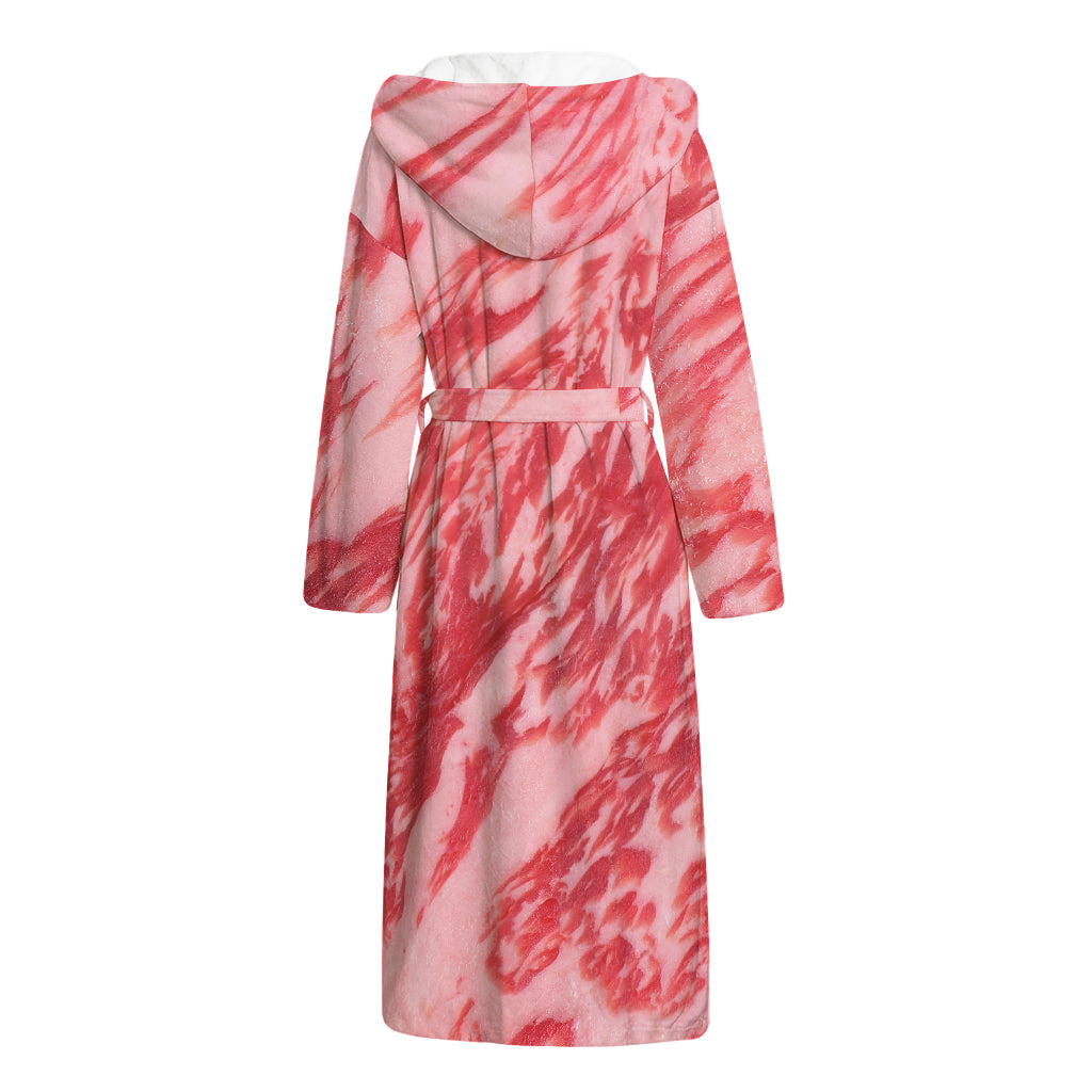 Wagyu Beef Meat Print Hooded Bathrobe
