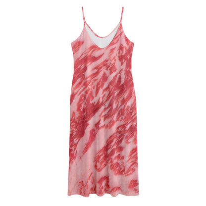 Wagyu Beef Meat Print Jersey Midi Cami Dress