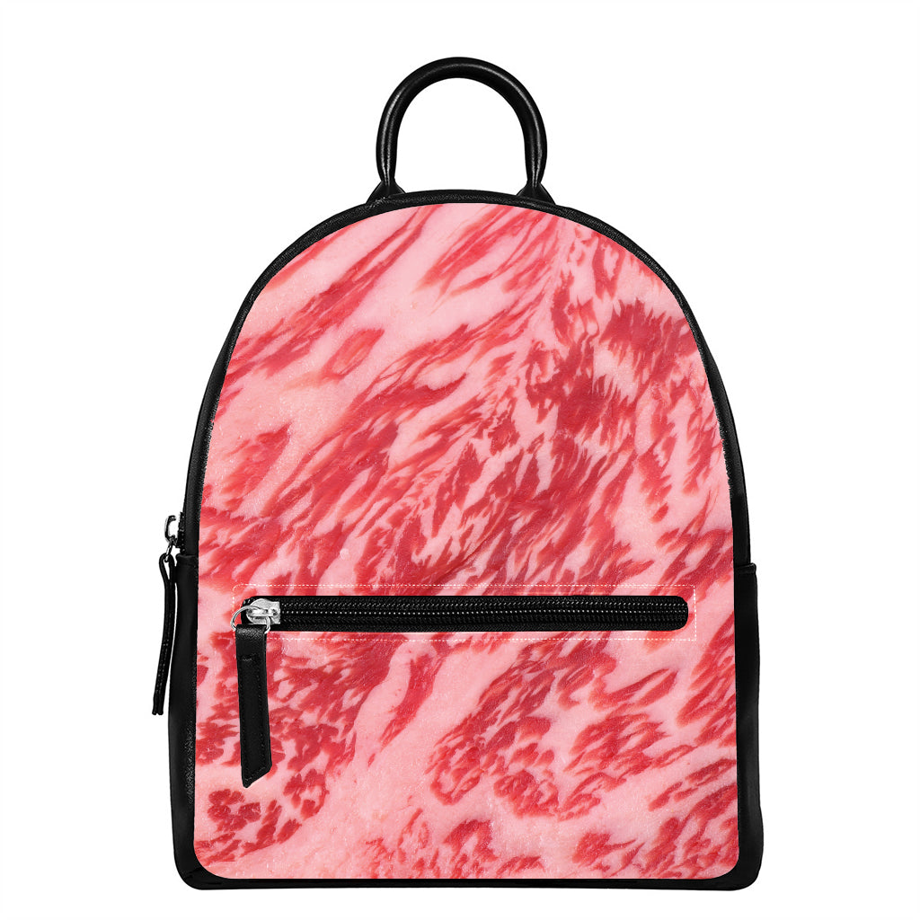 Wagyu Beef Meat Print Leather Backpack