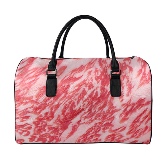 Wagyu Beef Meat Print Leather Duffle Bag