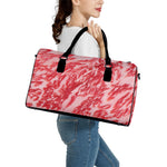 Wagyu Beef Meat Print Leather Duffle Bag