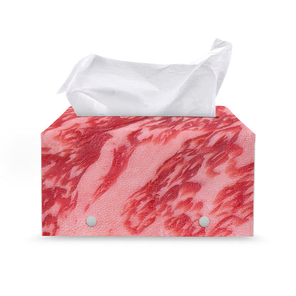 Wagyu Beef Meat Print Leather Tissue Box Cover