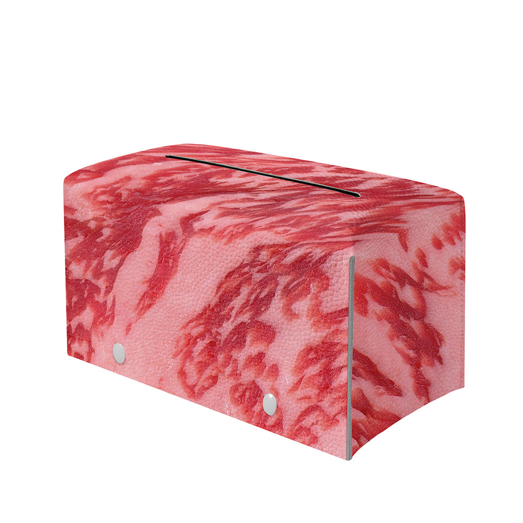 Wagyu Beef Meat Print Leather Tissue Box Cover