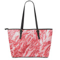 Wagyu Beef Meat Print Leather Tote Bag With Zipper