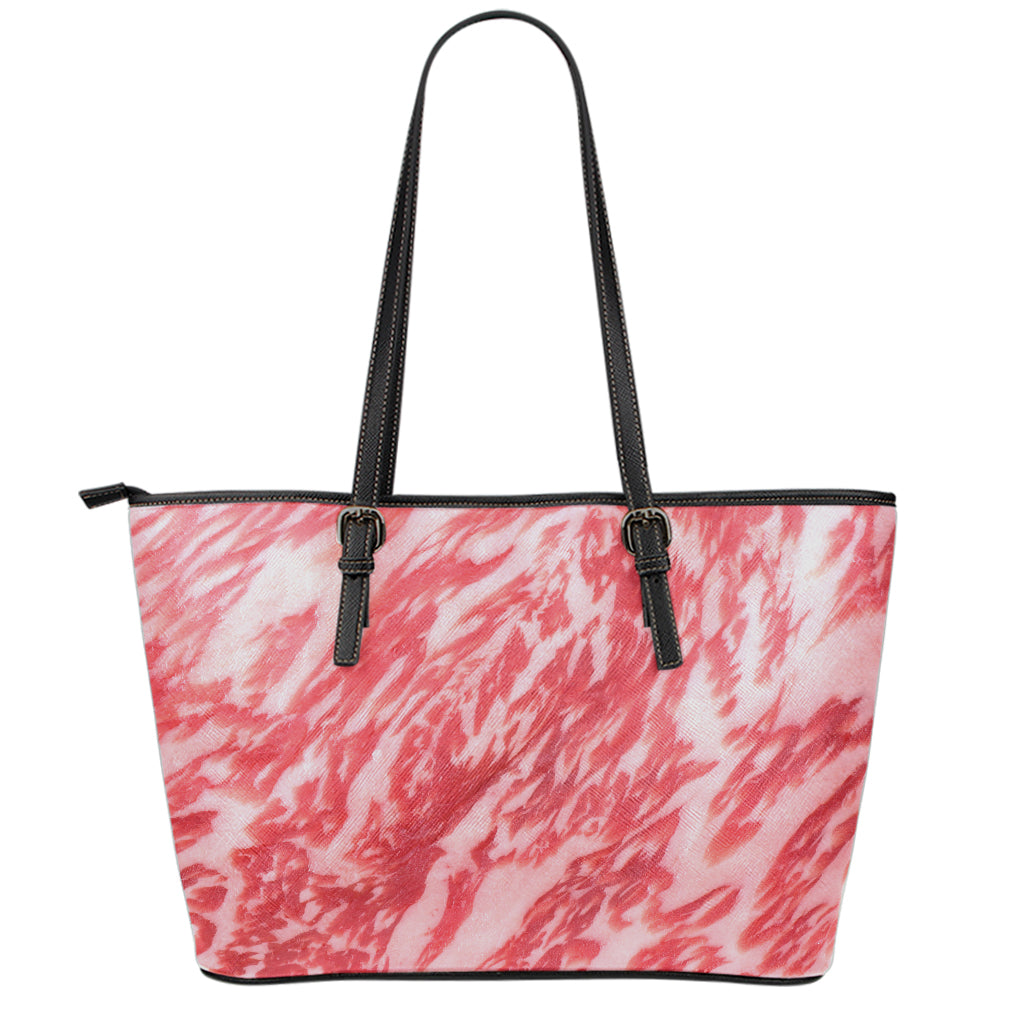Wagyu Beef Meat Print Leather Tote Bag