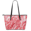 Wagyu Beef Meat Print Leather Tote Bag