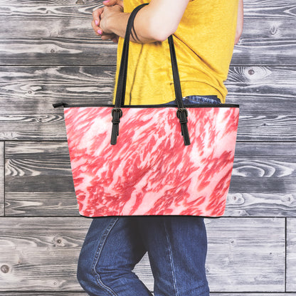 Wagyu Beef Meat Print Leather Tote Bag