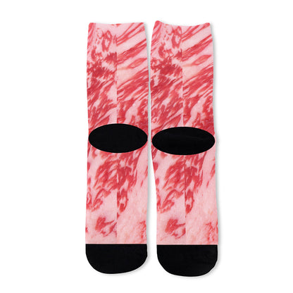Wagyu Beef Meat Print Long Socks