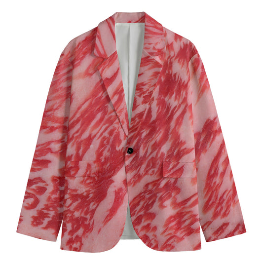 Wagyu Beef Meat Print Men's Blazer