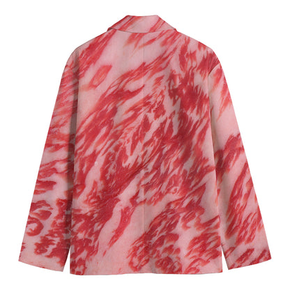 Wagyu Beef Meat Print Men's Cotton Blazer