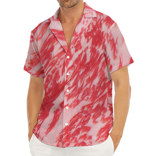 Wagyu Beef Meat Print Men's Deep V-Neck Shirt