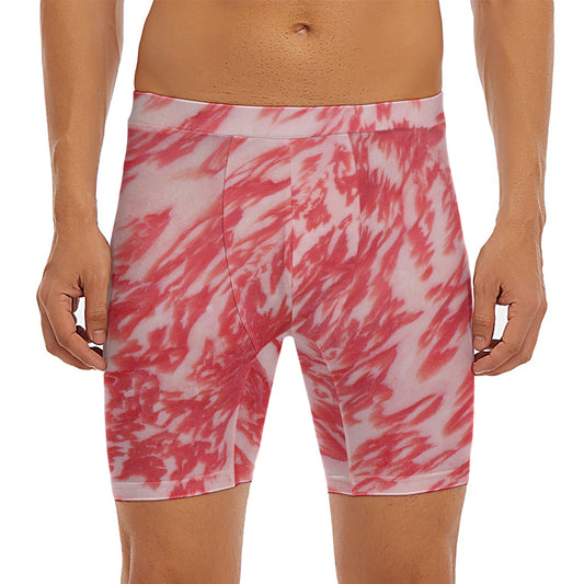 Wagyu Beef Meat Print Men's Long Boxer Briefs