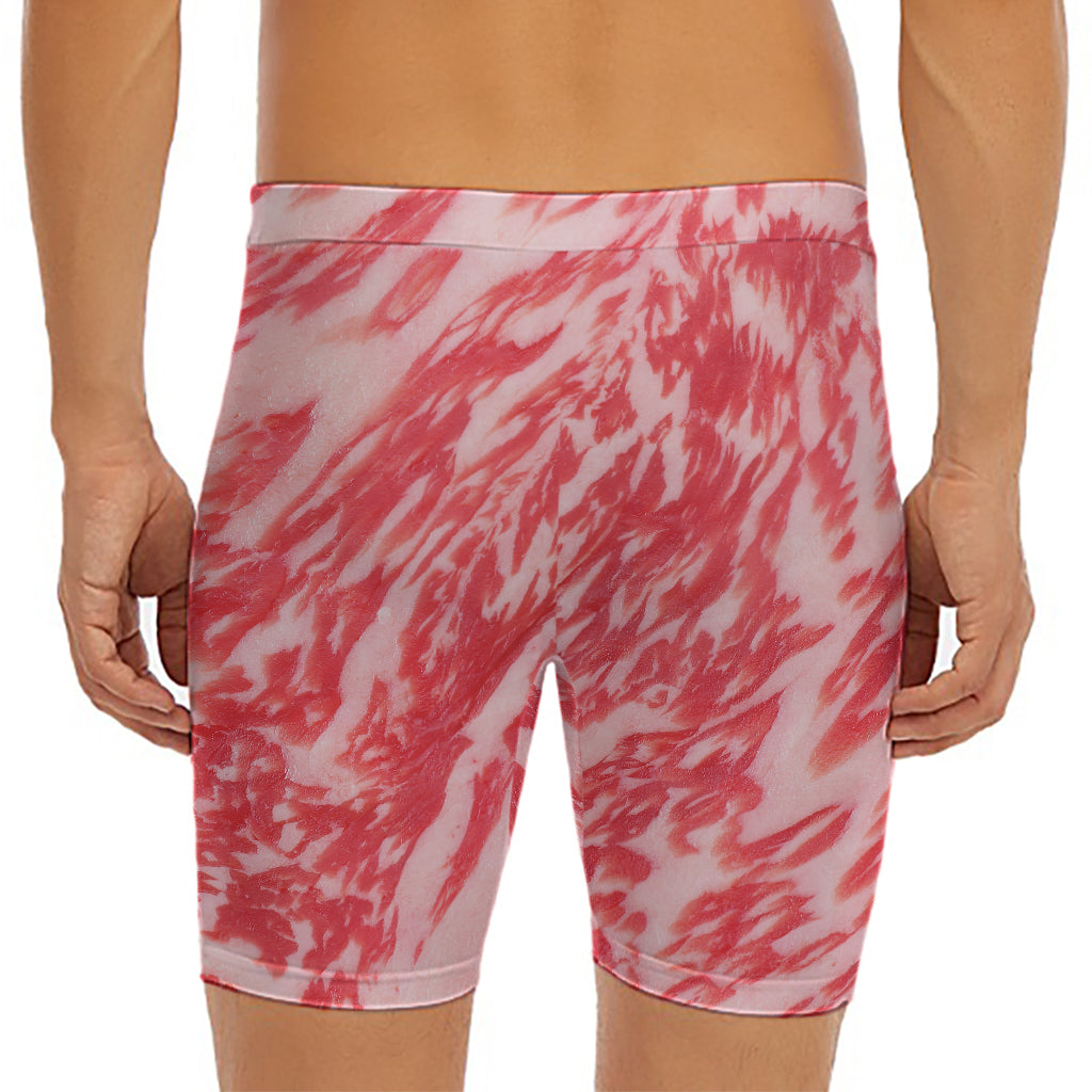 Wagyu Beef Meat Print Men's Long Boxer Briefs