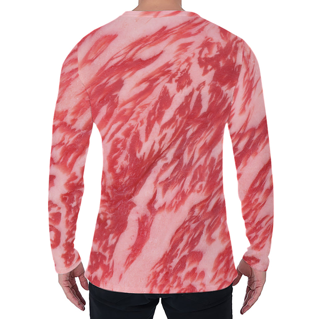 Wagyu Beef Meat Print Men's Long Sleeve T-Shirt
