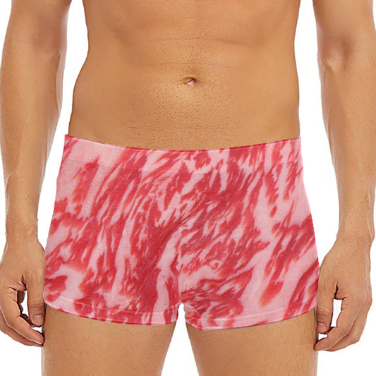 Wagyu Beef Meat Print Men's Short Boxer Briefs