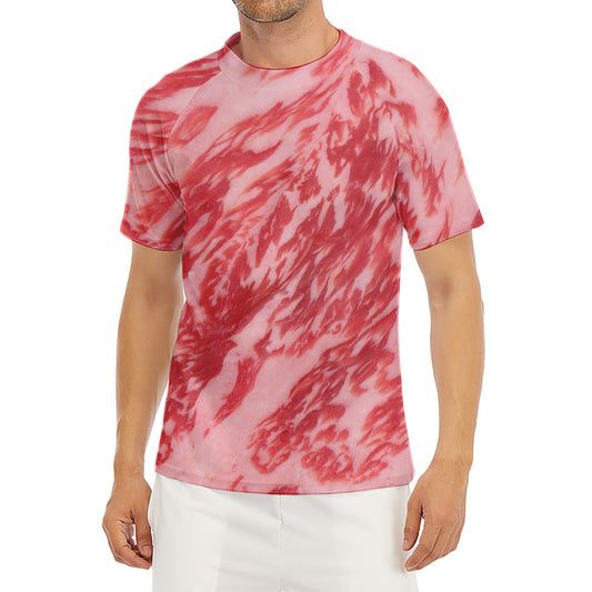 Wagyu Beef Meat Print Men's Short Sleeve Rash Guard